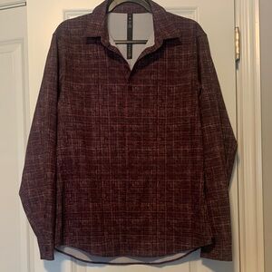 lululemon athletica Men's Stretchy Button-Up in a Burgundy Pattern, Sz M, EUC